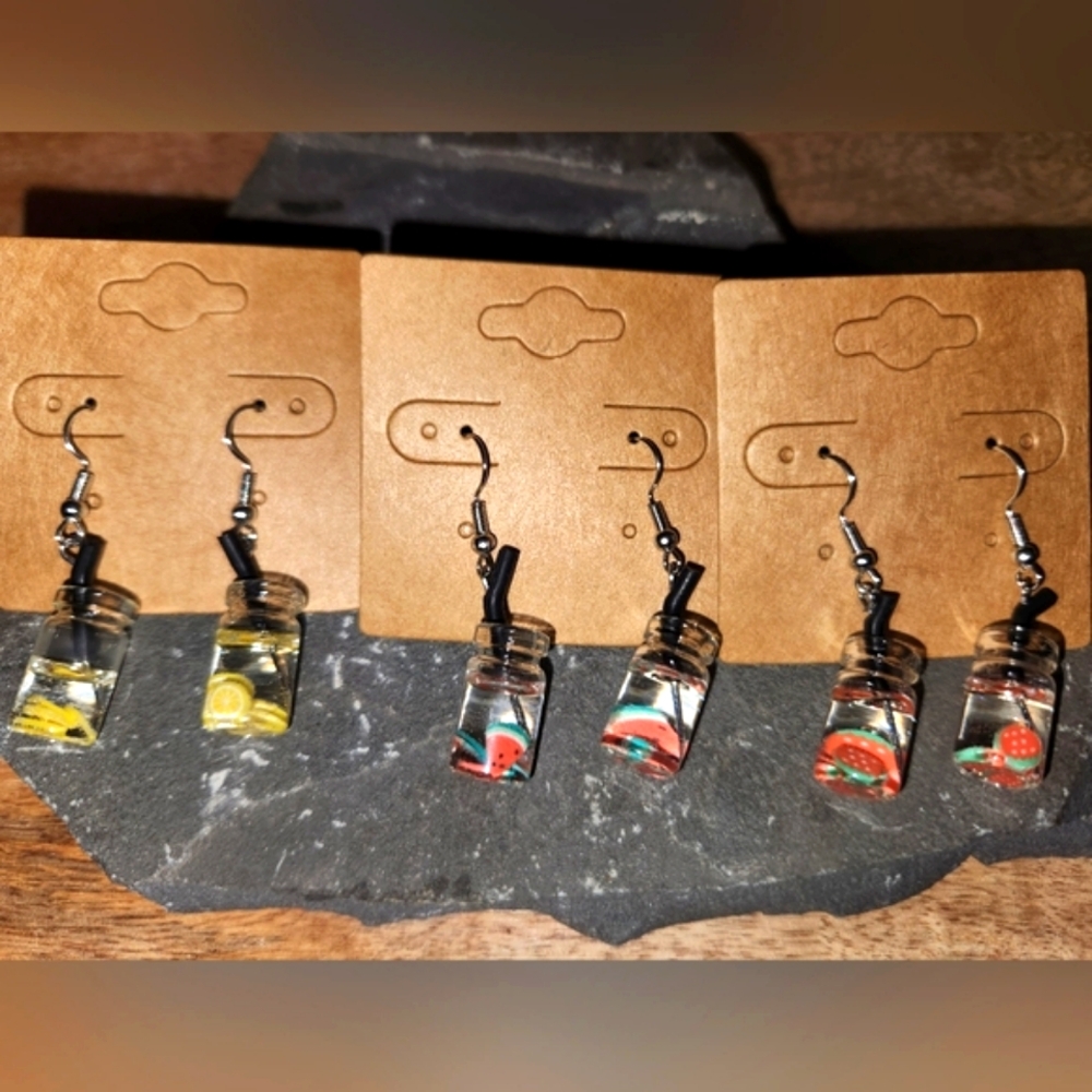 Drink Earrings. 3 Pairs.  New.  Adorable!